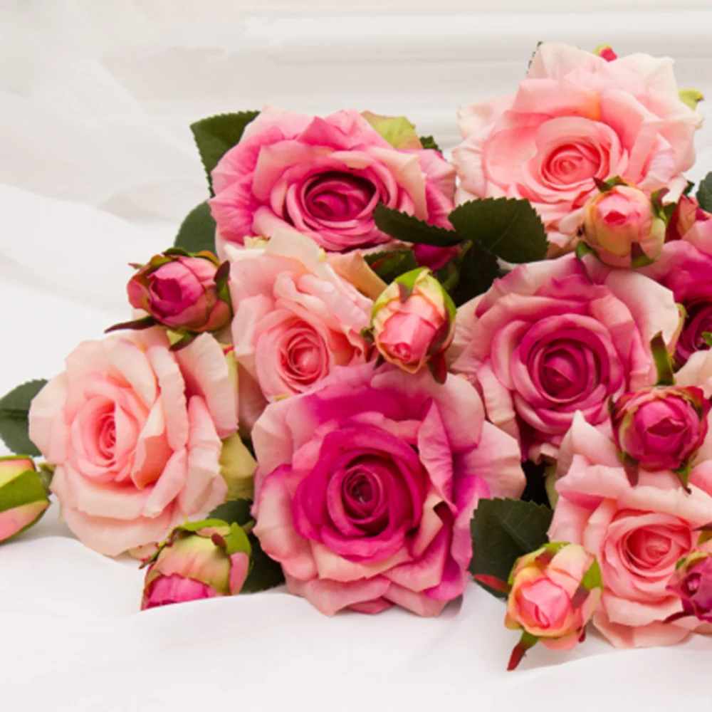 Настоящее прикосновение Роза Рождественские украшения для дома Шелковый