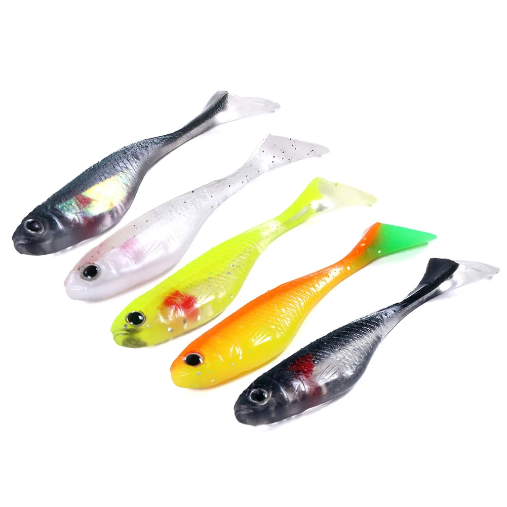 

5 Pcs 8.8cm 5g Shad Silicone Fishing Lures Jig Swimbaits Artificial Double Color Bait for Bass Carp Lures Tackle Wobber