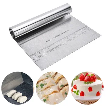 

Stainless Steel Pizza Dough Scraper Cutter Flour Pastries Cake Baking Tool for Home Kitchen HFing