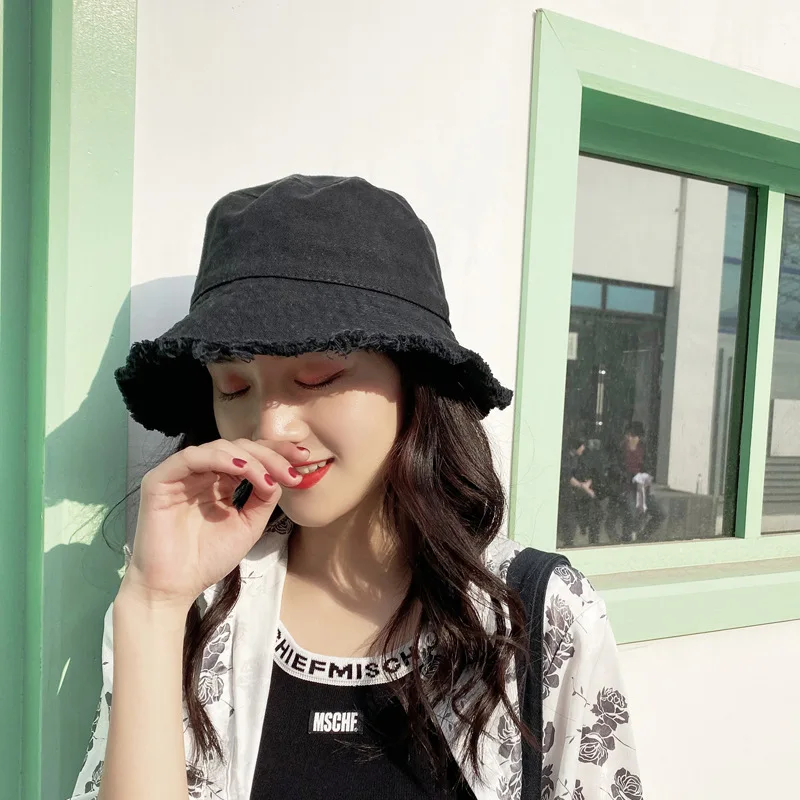 Raw Edge Denim Bucket Hat Women's 