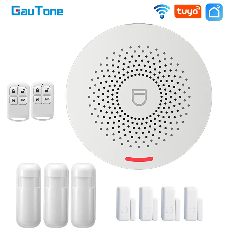 GauTone Wifi Smart Home Alarm System 433MHz Burglar Security Alarm Tuya Smart Life app Control Wireless Home Alarm