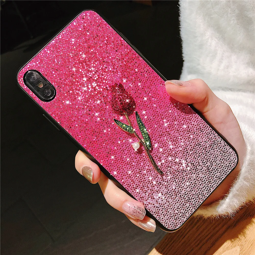 Для samsung Galaxy S8 S9 S10 S7 Plus роскошный чехол с розами и бриллиантами для samsung Note9 8 A6 A7 A8 A9+ Plus Сияющий Фламинго пчела чехол для телефона - Цвет: 5