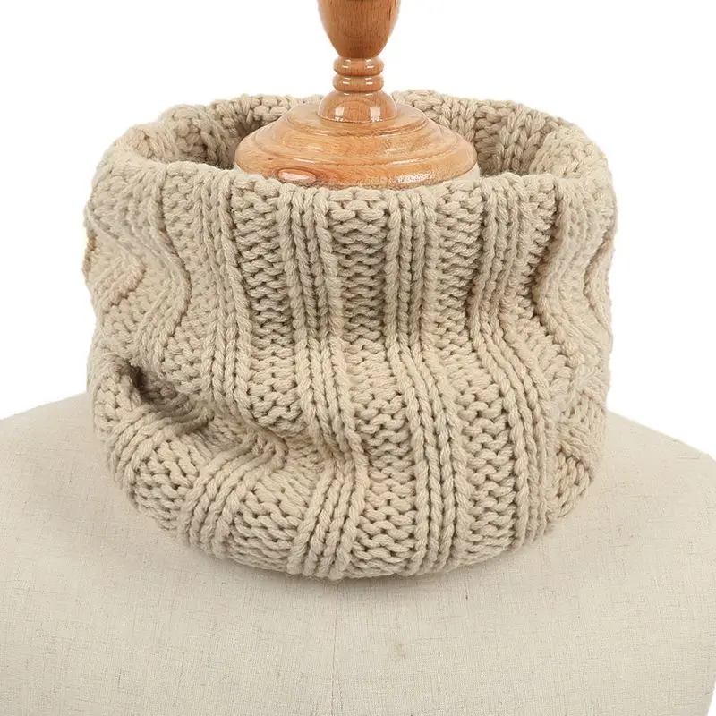 Folded Bib Solid Color Plus Fluffy Wool Single-ring Scarf Couple Knit Warm Outdoor Warm Skiing Bibs