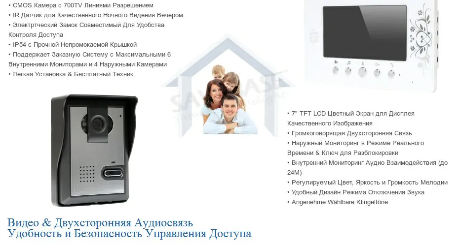 HOMSECUR " 4 провода видеодомофон система отключения звука с 700TVL наружная камера сбой безопасный замок дистанционного разблокирования кнопка выхода