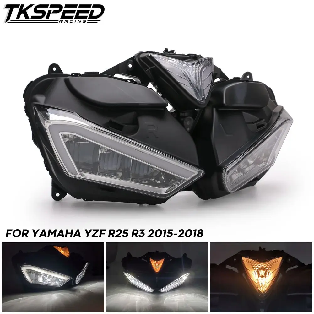 Motorcycle Accessories LED Headlight Front Head light Housing For YAMAHA  YZF R25 R3 YZF-R25 YZF-R3 2013 2014 2015 2016 2017