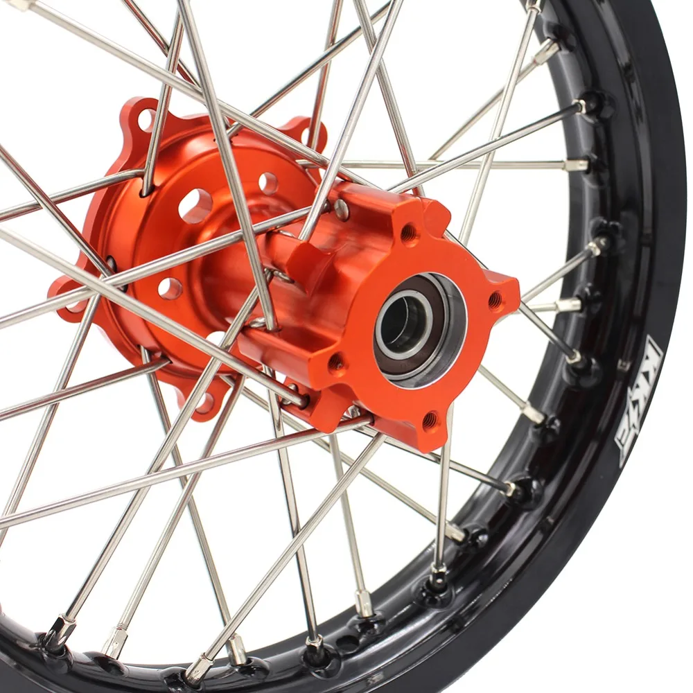KKE 14& 12 колеса Spoked Детские диски набор для KTM 65 SX 2002- колеса оранжевые ступицы