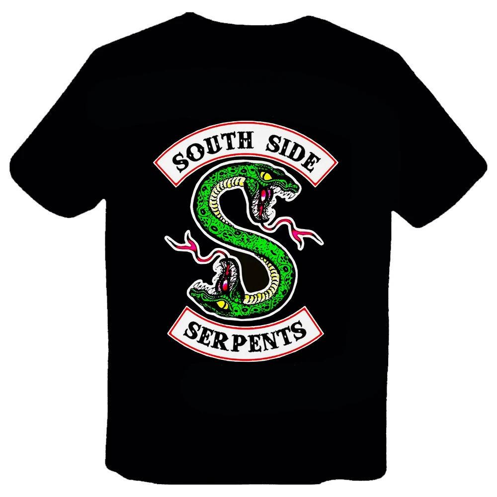 Skup 2019 Mr. Q niestandardowe Riverdale South Side wąż t shirty mężczyźni wokół szyi czarne koszulki Riverdale odzież Casual modne ciuchy