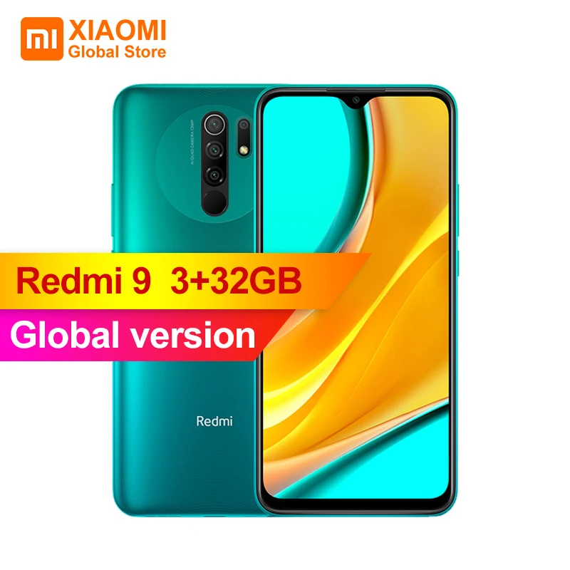 Оригинальная глобальная версия смартфона Xiaomi Redmi 9 3 ГБ 32 Helio G80 13MP + 8MP камера 6 53