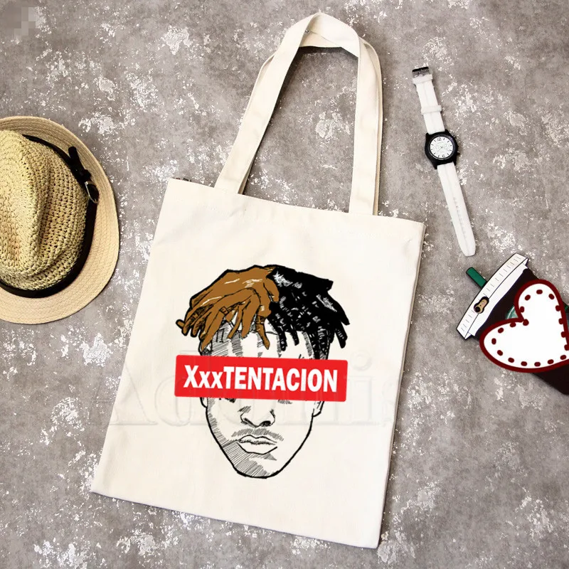 

XXXtentacion Graphic Graphic Cartoon Printed Canvas Shoulder Bag Female Harajuku Funny Large-capacity Environmental Shopper Bag