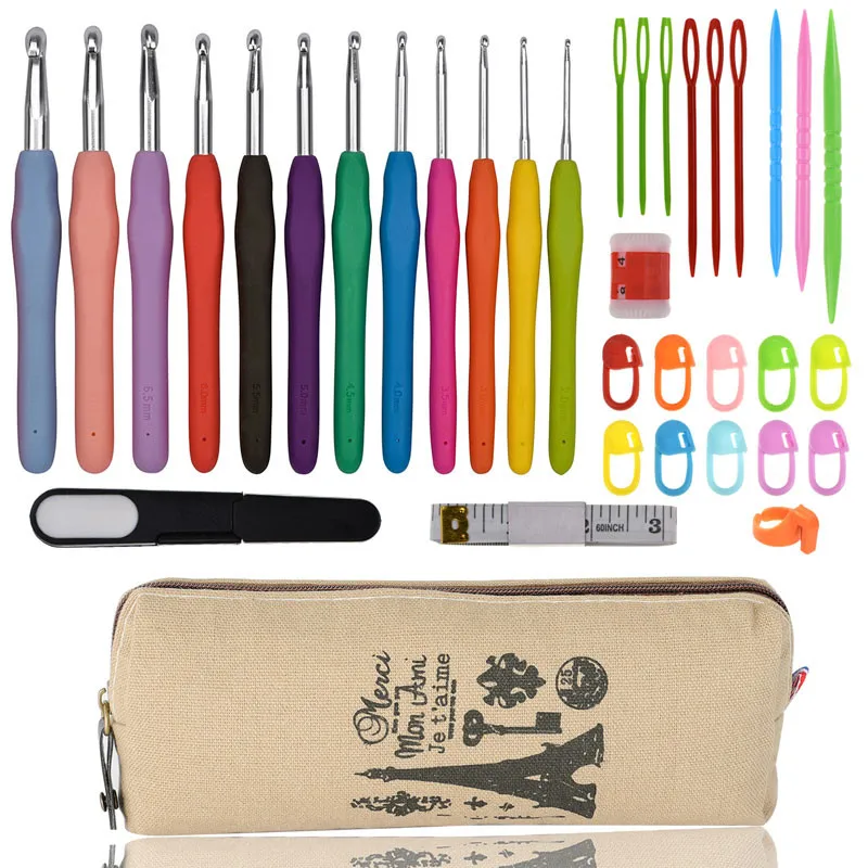 

KOKNIT Crochet Hooks Set 12pcs Soft Crochet Needles Agulha de Croche Knitting Needles Hook Kit For DIY Weave Clothes with Bag