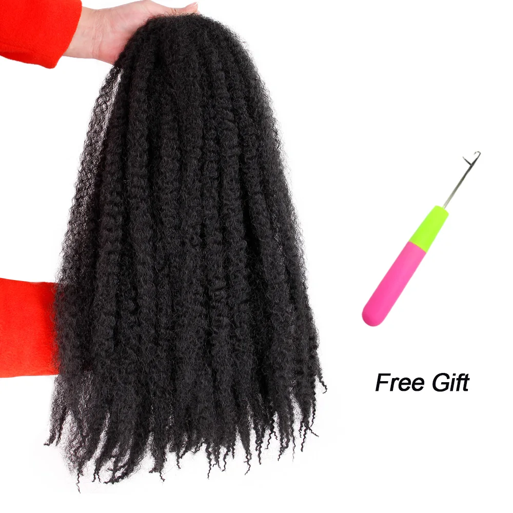 Brown 18 дюймов чистый цвет Marley косички волосы крючком афро кудрявые синтетические косички волосы крючком косички наращивание волос оптом черный коричневый - Цвет: Brown