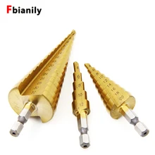 HSS Stahl Titan Schritt Bohrer Hand Werkzeug Sets 3-12 4-12 4-20 4-32mm Schritt Kegel Cutt Holzbearbeitung Holz Metall Bohrer Set