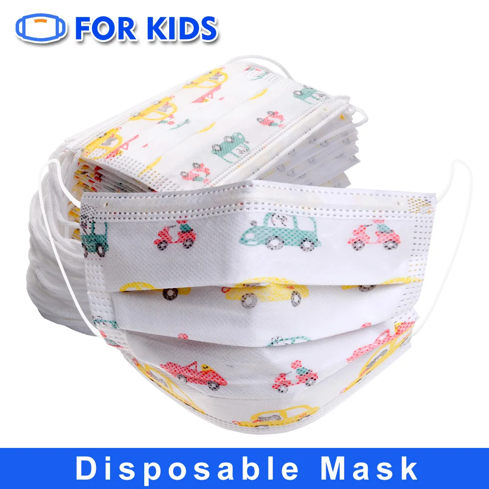 Kids Disposable Masks 10PCS-200PCS Little Car Cat Cartoon Children Mouth Mask Filter 3 Ply Anti Dust Protective Child Face Maske |
