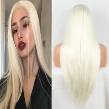Bombshell натуральные белые прямые синтетические парики на кружеве, бесклеевые термостойкие волокна волос, натуральные волосы для женщин