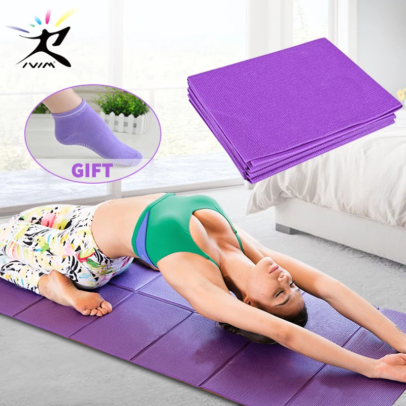 

4MM Foldable Yoga Mat Non-slip Gym Fitness Mat Pilates Camping Carpet Mat For Beginner free yoga sock