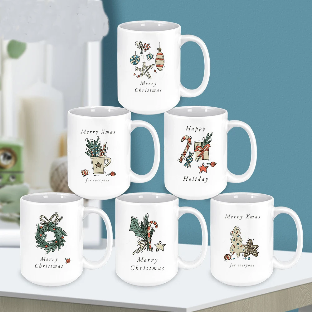

New Christmas Creamic Coffee Mug Creative Coffee Milk Cup Thermal Transfer Coated Christmas Tree Mug Christmas New Year Gift