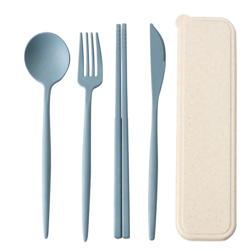 Wheat Straw Dinnerware Sets Fork Spoon Knife Set Utensil Travel Eco-Friendly Portable Tableware For Kitchen Cutlery Set