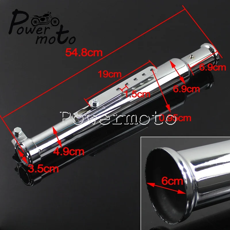 Universal 35mm/40mm/42mm/45mm Cafe Racer Exhaust Muffler Cocktail Shaker Silencer Pipe 540mm Tulip End Mufflers for Bobber XS CL