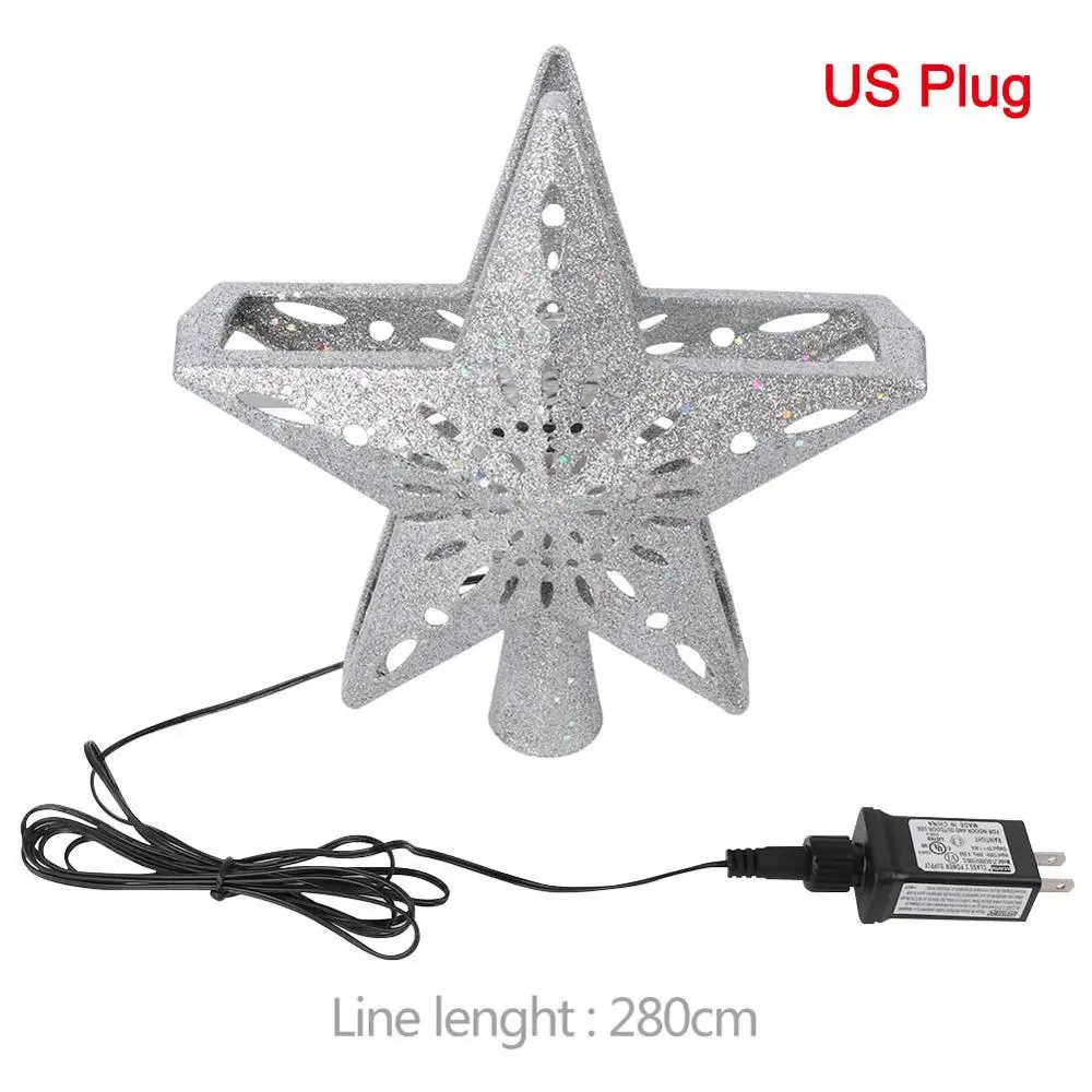 US Plug A OurWarm, 3D блестящая Звезда, светодиодный, рождественская елка, Топпер, белая Снежинка, проектор, лазерный, Рождественская елка, орнамент для новогодних, вечерние, dec - Цвет: US Plug A