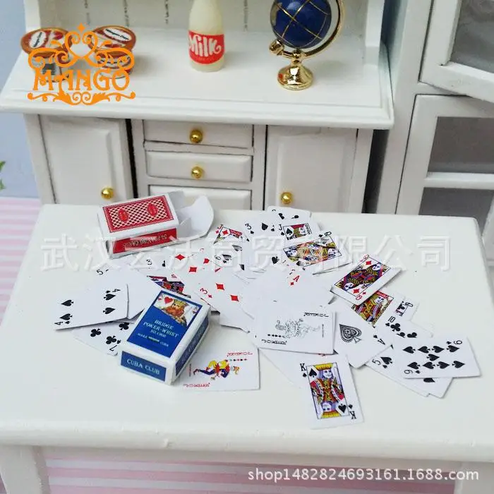 1: 12diy кукольный домик мини миниатюрная сцена модель BJD реквизит 2 коробки игральные карты