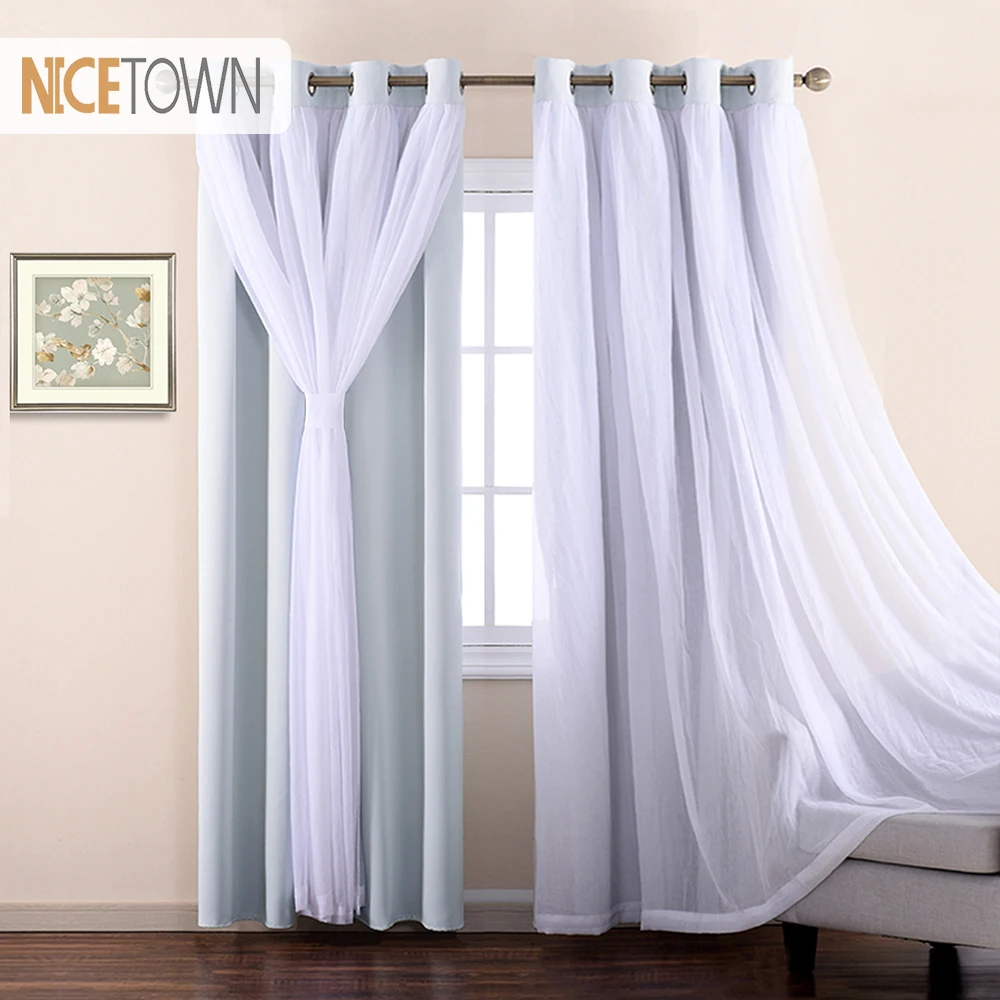 NICETOWN Grommet Blocking Mix Match Elegant Crushed Voile Sheer and