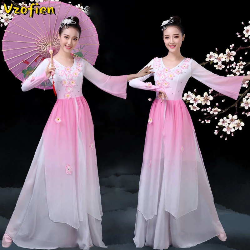 Disfraz de danza folclórica Tradicional China para mujer elegante paraguas, Hanfu, baile antiguo, escenario actuación|Danza tradicional china| - AliExpress