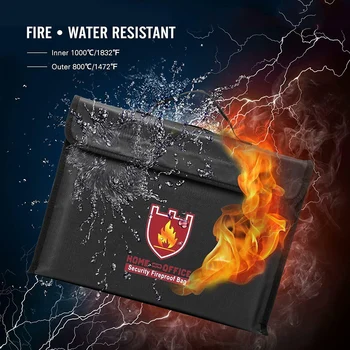 

Organizer Document Bag Case Black Fireproof Waterproof Silicone coated