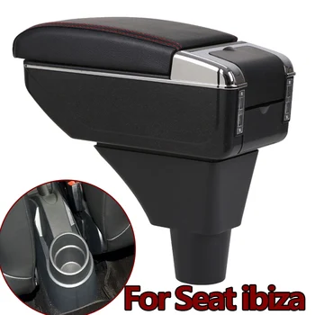 

For Seat Ibiza Armrest Box Central Store Content Storage Box Seat Armrest Box with Cup Holder Ashtray USB Interface Car Parts