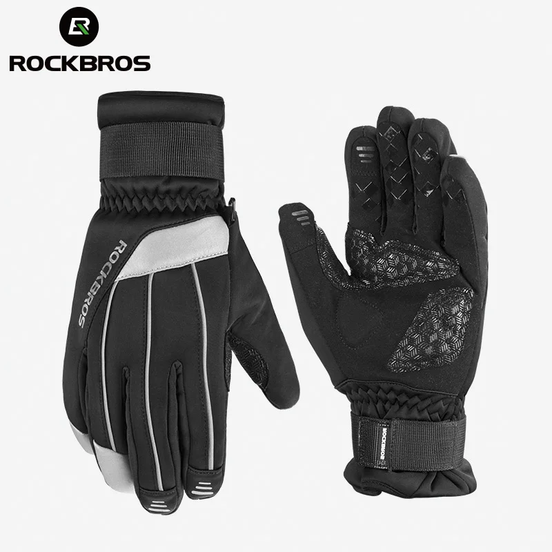 ROCKBROS MTB велосипедные лыжные перчатки водонепроницаемые противоскользящие с сенсорным экраном для катания на лыжах Сноуборд Зимние теплые хлопковые мягкие велосипедные перчатки