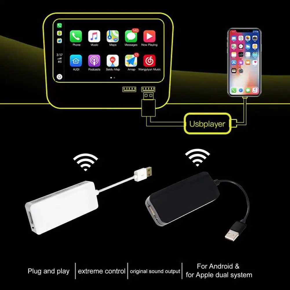 Apple carplayドングルアダプター,usbスマートワイヤレスデバイス,mirrorlink/ios 14,android