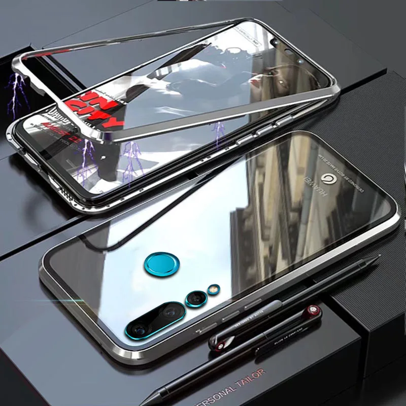 Чехол YonLinTan Coque для huawei Nova 4 4e Nova4 Nova4e Магнитная Рамка Жесткий металлический бампер односторонние чехлы для телефонов - Цвет: Silver