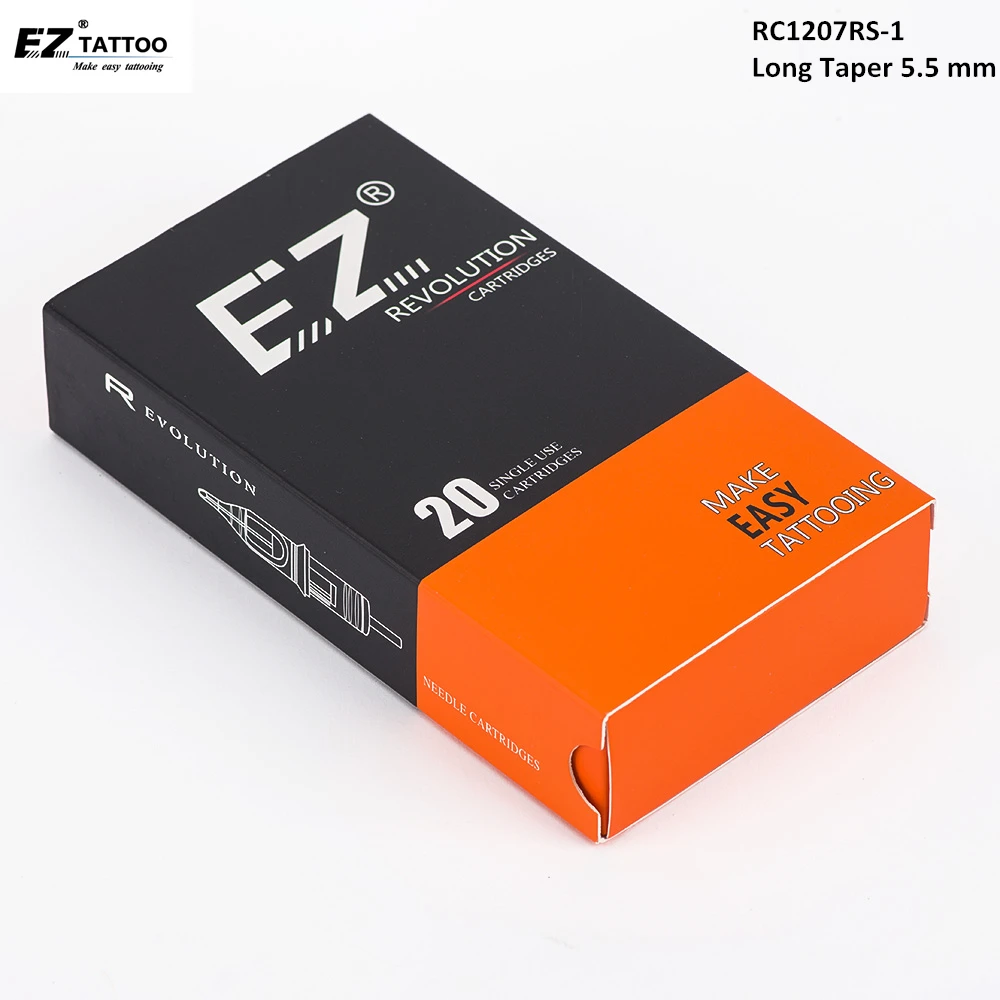 RC1207RS-1 EZ Revolution Cartridge Tattoo Needles Round Shader Tattoo Needles #12 (0.35 mm) Regular Long Taper 5.5 mm