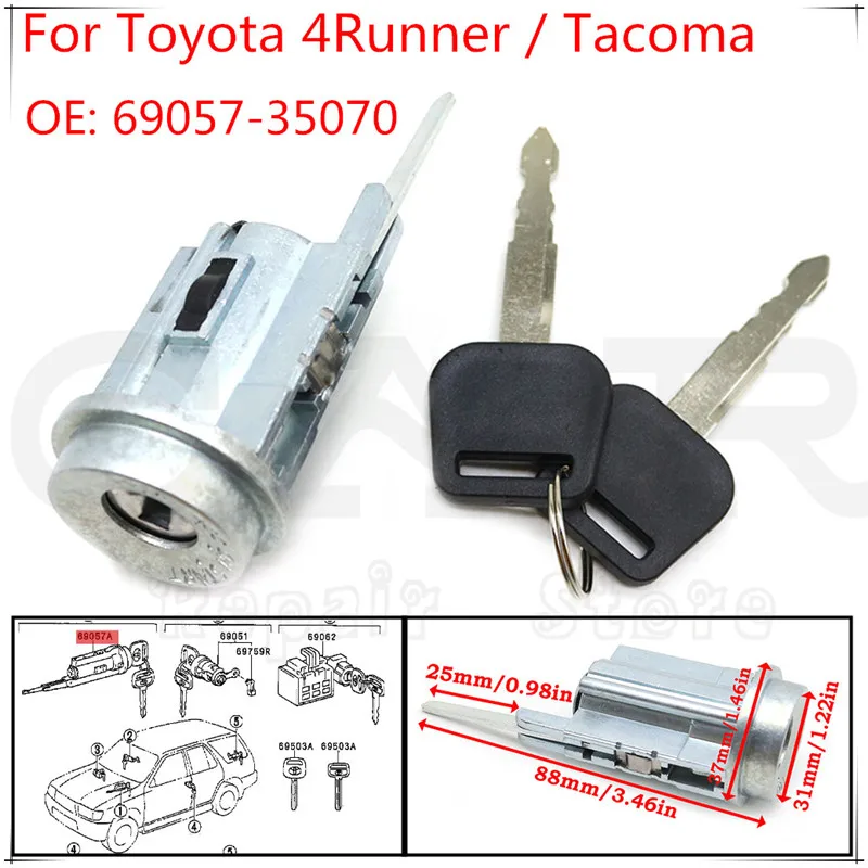 Для Toyota 4runner Tacoma 2.4L 2.7L 3.4L цилиндр замка зажигания с 2 ключами 69057-35070 6905735070 69057-12340