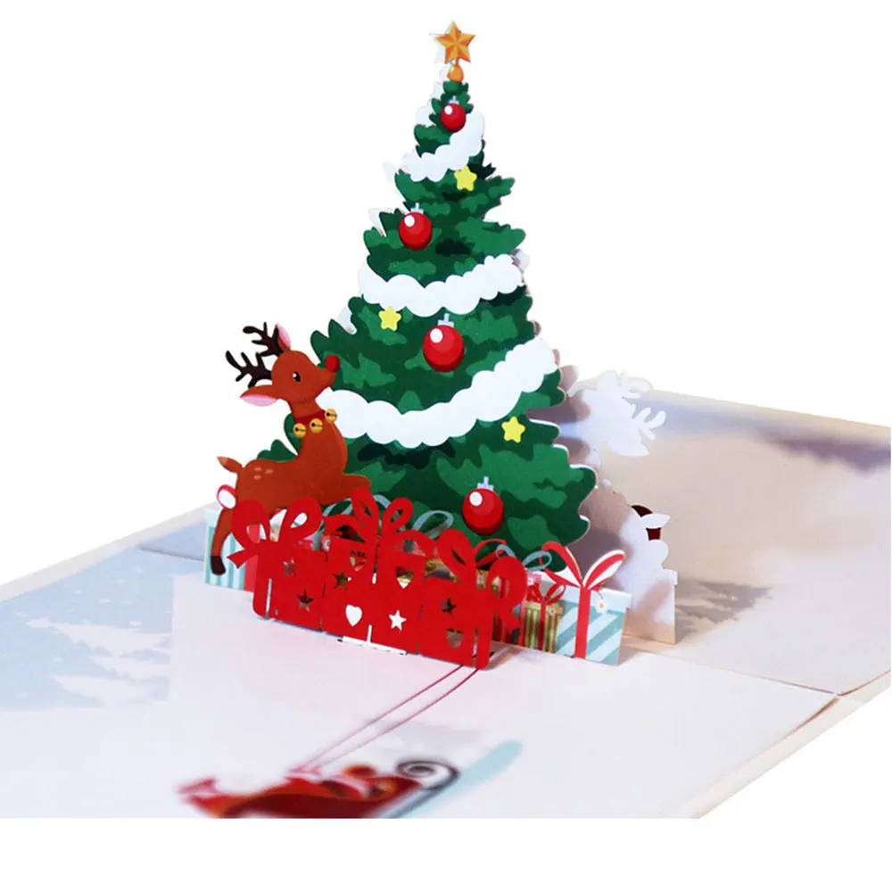 

Wishes Cards Greeting Card Prop Party Cartoon 3D Festival Xmas Christmas Colorful Paper Congratulate Gift Pop Up