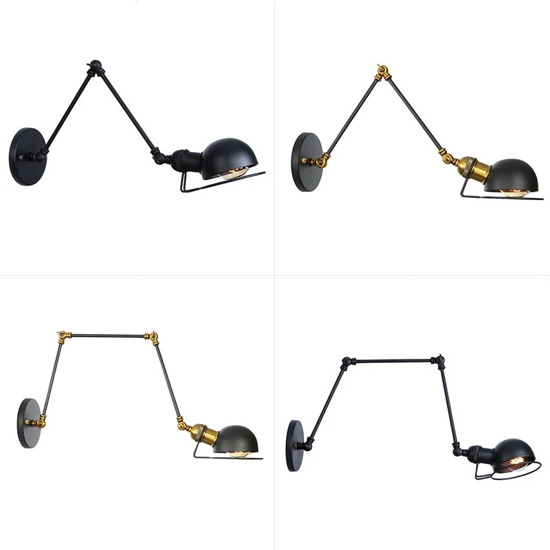 

Vintage Foldable Wall Lights Long Arm Swing Lamp LED Fashion Study Bedroom Bedside Art lighting Wall Lamps