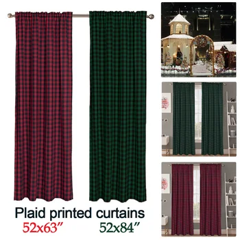 

1 Panel Nordic Style Gingham Blackout Curtains Christmas Room Decoration Red Lattice Curtains for Living Room Bedroom Curtains