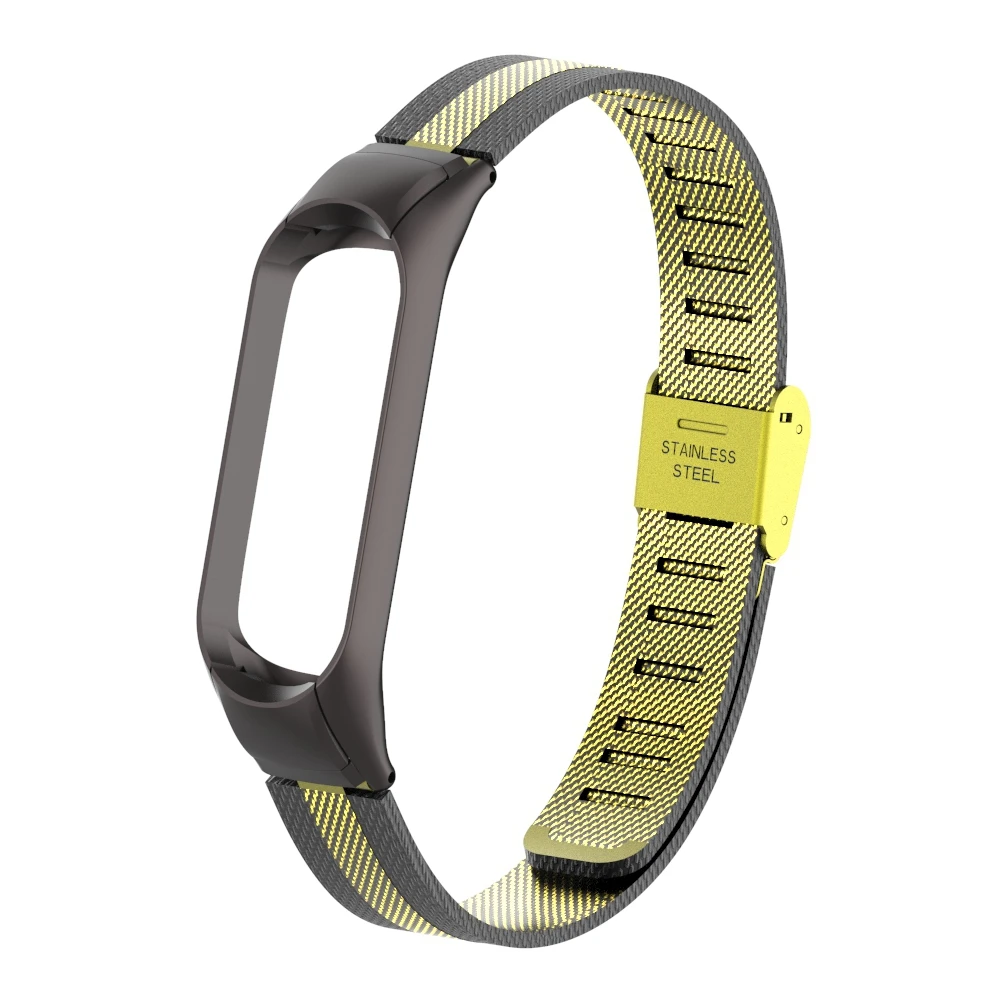 Black Gold HANGRUI mi Band 4 из нержавеющей стали градиентный цвет металлический стальной ремешок для Xiaomi mi Band 4 браслет сменный ремешок подарок 1p пленка - Цвет: Black Gold