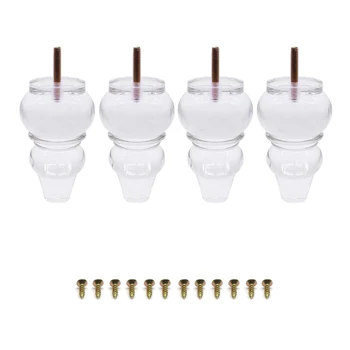 

4 Pcs/Set 4.7Inch Acrylic Furniture Legs Gourd Shape Sofa Cupboard 5/16 Inch Hanger Bolt Furniture Leg Feet Coffee Tea Bar Stool