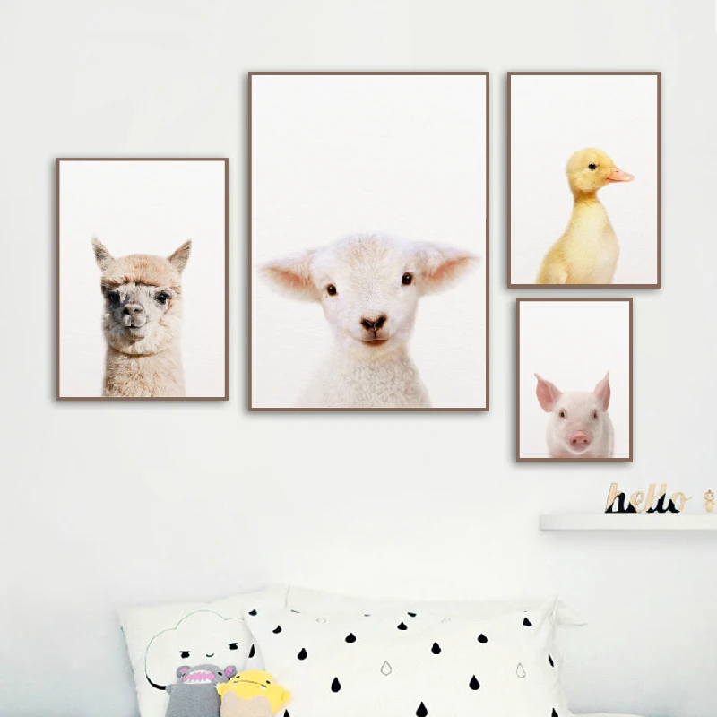 Baby Animal Poster Wall Picture Nursery Decoration