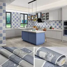 Kitchen Decor Oil-Proof Bathroom Waterproof Self-Adhesive Room Wallpaper Home Decor Cabinet Tile Wall Stickers Vinyl Wallpapers