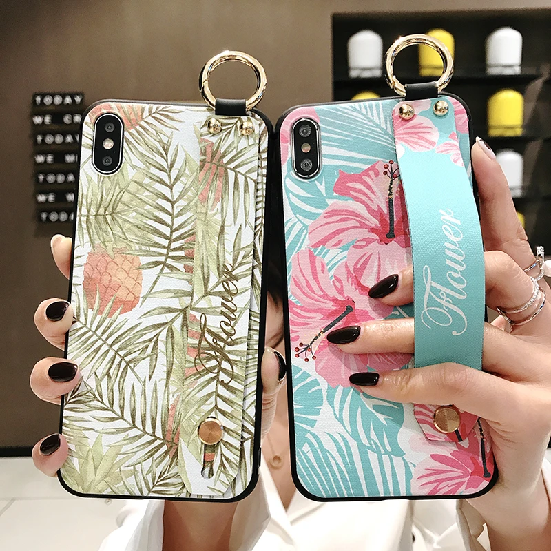 

For Samsung Note 10 Plus Cover Pineapple Pattern TPU Phone Holder Case for Samsung Note 9 8 10 S8 S10 S9 Plus Wrist Strap Cover