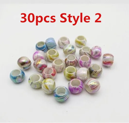 30pcs Style 2 20шт-50 шт вязанные крючком косички акриловые круглые волосы косички страшный дредлок Бусы Кольца трубка для детей девочек женские аксессуары - Цвет: 30pcs Style 2