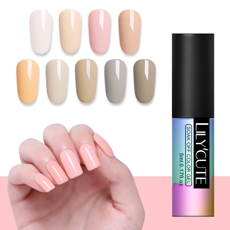 

LILYCUTE 5ml Gel Nail Polish Soak Off Pink Series Long Lasting UV Gel Polish Glitter Gel Nail Varnish Led Nail Color Gel