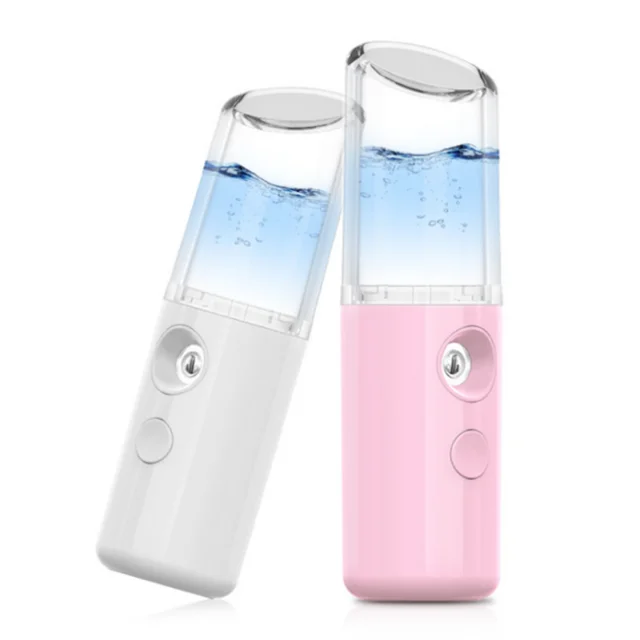 Lipstick type pink Nano Hydrating Sprayer Handheld Humidifying Facial Cleaning USB Portable Charging Lipstick Model Steaming Face Machine - Цвет: Lipstick type pink