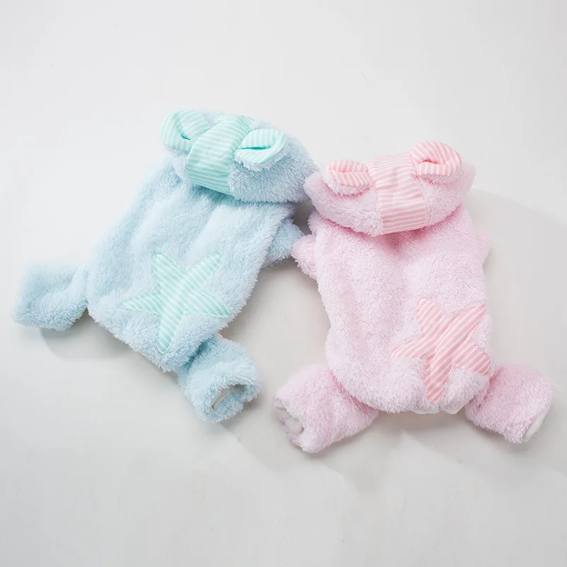 Stripes Five-pointed Star Dog Four-legged Pet Clothing Fall And Winter Clothes Teddy Pomeranian Bichon Small Dogs Pet Clothes pl