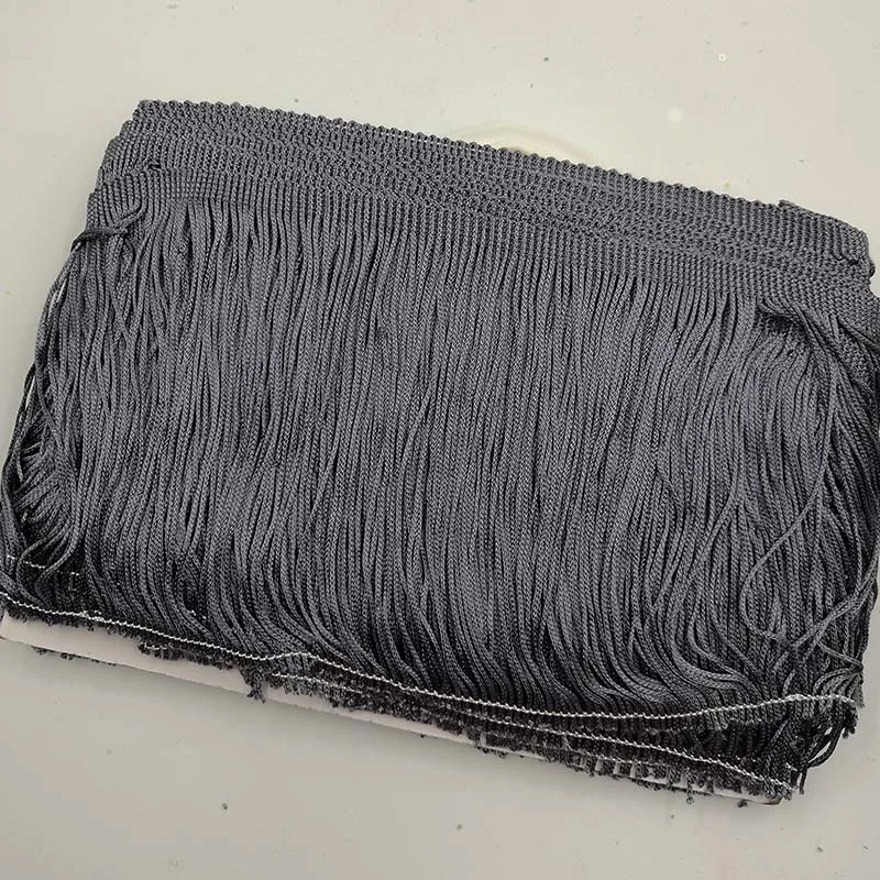 Dark Gray 15 см широкая кружевная бахрома отделка отделочная кисточка для DIY латинское платье сценическая одежда аксессуары 1 ярдов - Цвет: Dark Gray