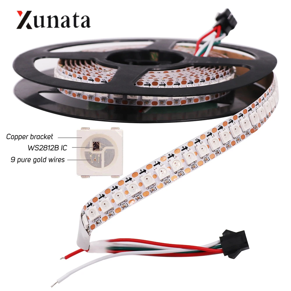 DC5V WS2812B Pixels LED Strip Light Waterproof WS2812IC Full Color Flexible Tape 30/60/144LEDs Smart Ribbon 1M 2M 3M 5M | Освещение