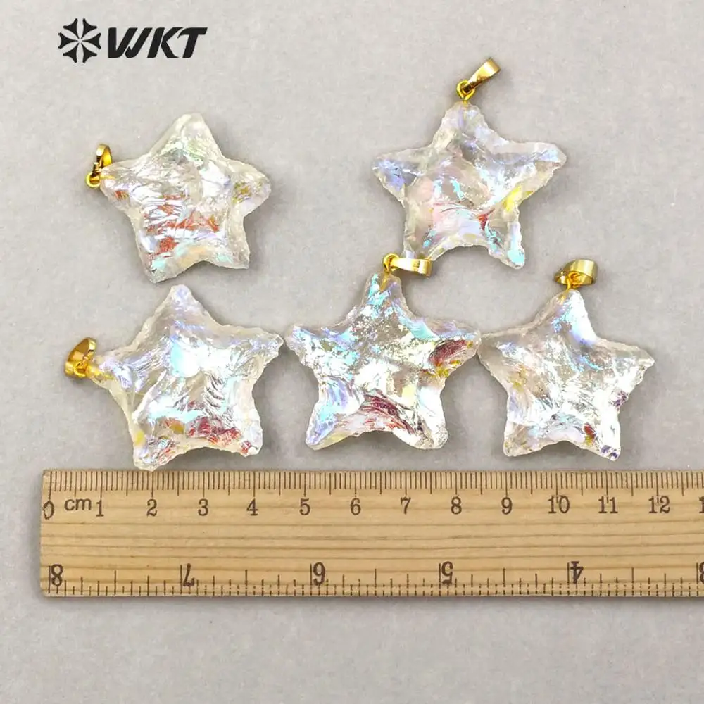 WT-P1461 WKT Новое поступление необработанный Кристальный Кварц подвеска в форме звезды Женская мода ожерелье кулон ювелирные изделия