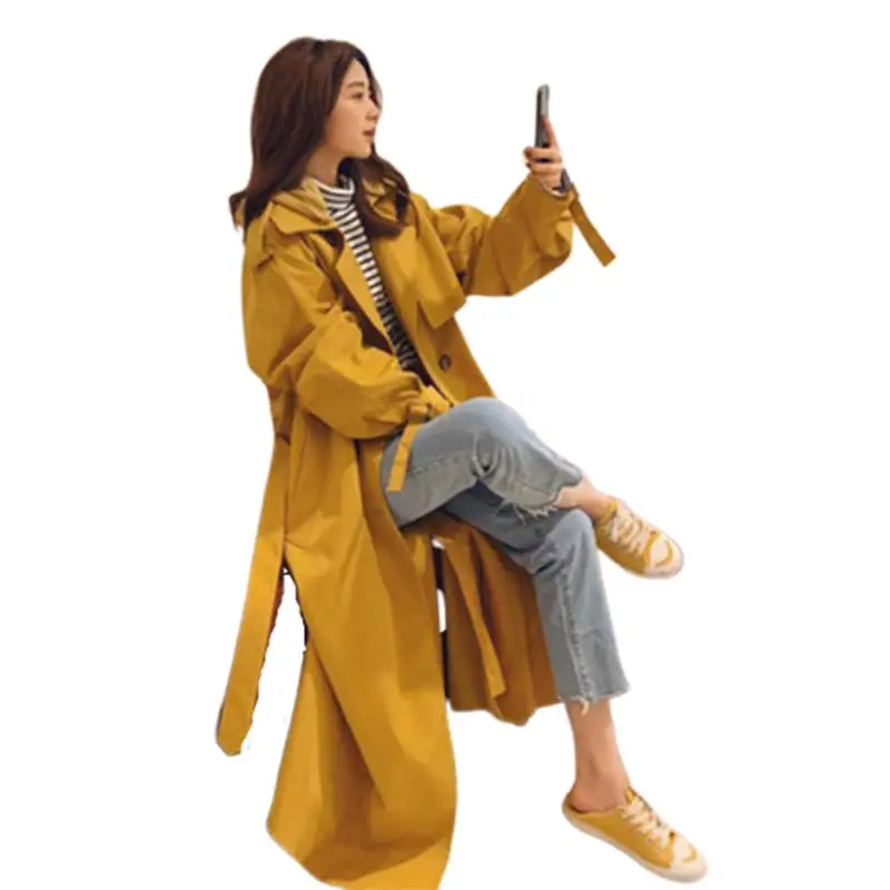 

2019 Autumn Windbreaker Loose Long Female Coat Women Fashion Modis Ropa Moda Mujer Invierno Manteau Femme Hiver Vintage Overcoat