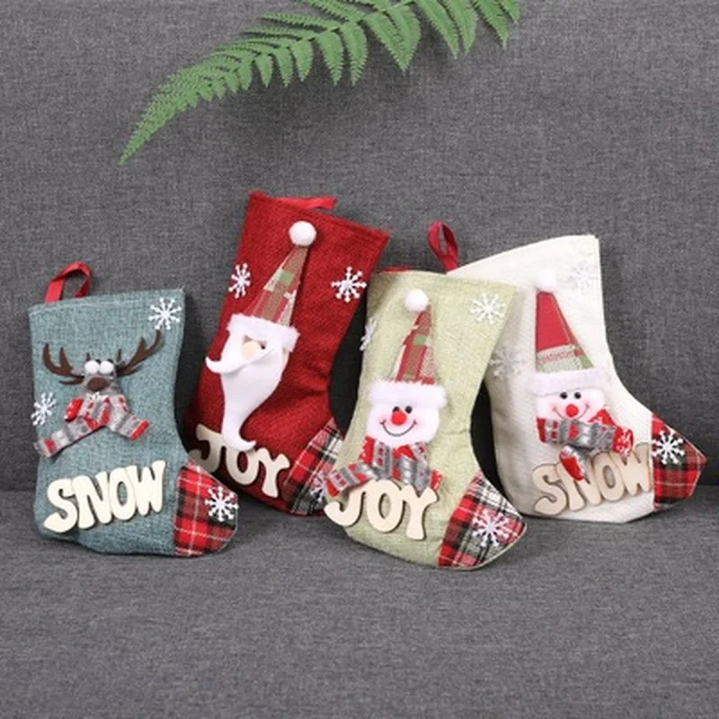 

Christmas Stockings Santa Candy Bag Claus Sock Gift Kids Candy Bag Xmas Noel Decoration for Home Christmas Tree Ornaments